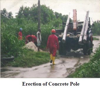 Erection of concrete electric poles