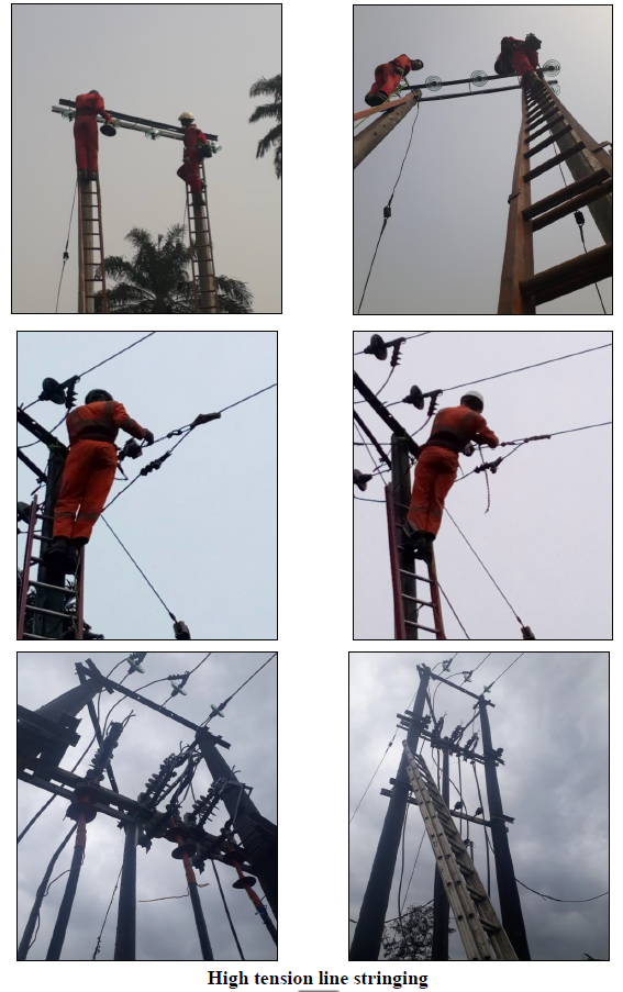 High tension line stringing works